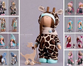 Giraffe doll Handmade doll Tilda doll Interior doll Brown doll Textile doll Soft doll Fabric doll Cloth doll Rag doll Art doll by Alena R