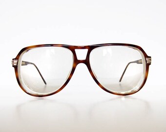 Vintage Gucci Glasses Tortoise Shell Frames Brown Oversized 80s Aviator Glasses GG 1100 Eyeglasses