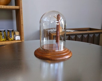 Vintage Wood and Glass Display Cloche/ Curiosity Stand