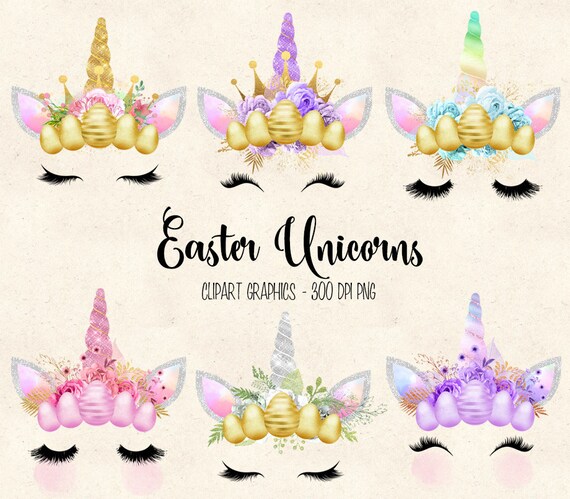 easter unicorn clipart unicorn faces rainbow pink and gold