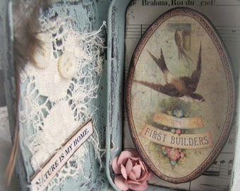 Altered Altoid Tin Assemblage Collage Altered Art Tin Vintage Bird Original Bird Art Vintage Style Vintage Mixed Media Found Object Art