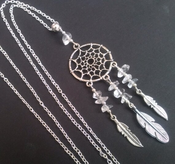 Quartz Dreamcatcher Necklace Dream Catcher Necklace Clear