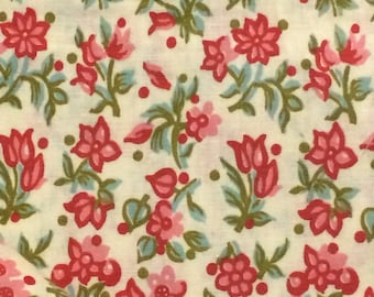 Cotton Fabric / Floral Cotton Fabric / Yellow Floral Cotton Fabric / Vintage Fabric / Vintage Floral Cotton Fabric / 36 Width