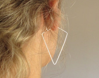 Triangle Earrings in Sterling Silver - Geometric Hoops - Modern Jewelry / Triangle hoop Earrings / GeometricEarrings /
