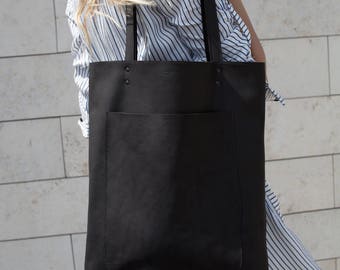 Simple Black Leather Tote bag No. LPB-2055