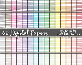 Watercolor Scrapbook Paper, Striped Scrapbooking Paper, Painted Digital Paper, Watercolor Paper, Hand Painted Paper Printable Commercial Use