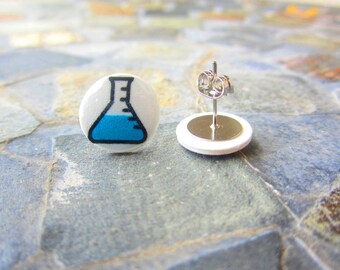 Science Earrings, Chemistry Earrings, Beaker Earrings, Geek Earrings, Science Jewelry, Nerd Jewelry, Nerd Earrings, Chemistry Jewelry