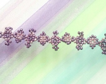 Mix and Match purple laced bracelet. Handmade gift/stackable/layered/hand beaded. light weight/elegant/formal/party/work/casual