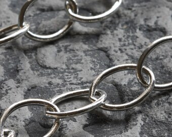 Sterling Silver Chain by the Foot - Large Cable Chain Heavy 16 gauge 12mm x 8.8mm - Select Lengths to 3 Feet