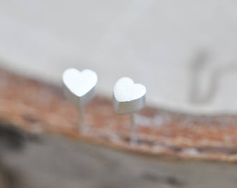 Sterling Silver Heart Stud Earrings; 100% Sterling Silver Heart earrings; Sterling Silver Heart Jewelry; Sterling Silver Earrings