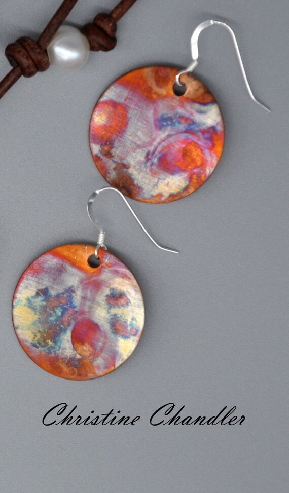 Flame Painted Copper Earrings Called Simply Circles Copper   Il 570xN.1182170785 Kida 