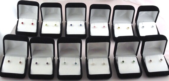 Birthstone Sterling Silver Stud Earrings