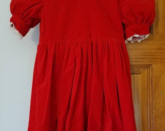 Girl's Red and Green Velveteen Dresses