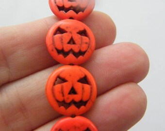 26 Orange pumpkin jack o lantern beads SK1