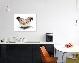 Hen print // hen art print // chicken print // chicken decor // chicken art // chicken lover gift // chicken gifts // country kitchen decor