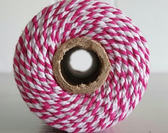 100mt roll 12ply HOT PINK /White Bakers Twine 100% cotton