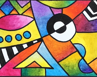 ATC ACEO - Original watercolour abstract trading card by Amanda Hone