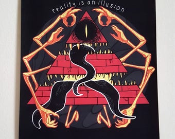 Gravity Falls Bill Cipher Reality is an Illusion Wall Scroll Art Print
