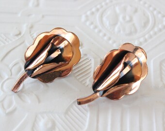 Vintage Renoir Copper Calla Lily Earrings Screw Backs