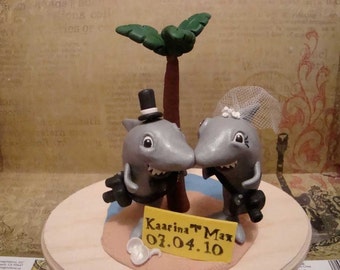 Custom Made Sharks Wedding Cake Topper
