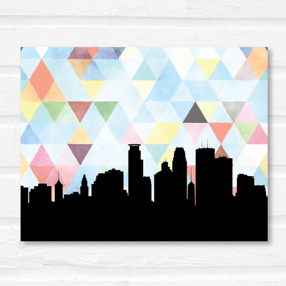 Minneapolis skyline Minneapolis art print geometric art