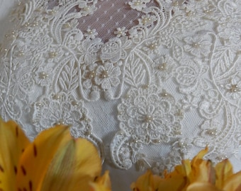 Vintage Empire Wedding Dress with Lace overlay & Point D'Esprit Net