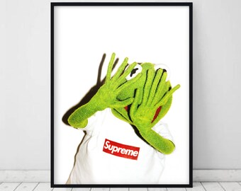 Kermit The Frog Supreme Print Kermit Supreme The Muppets Kermit meme Supreme poster Supreme kermit poster Supreme wall art Supreme Clothing