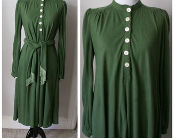 Vintage 1970s Moss Green Dress
