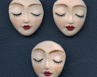 Angel Faces Detailed Lot of 3 Polymer undrilled cabs FAC 3