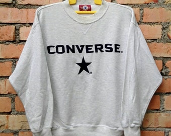 Rare!!! Converse All Star Embroidery Pullover Sweatshirt Medium Size