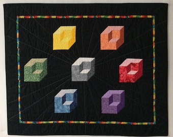 Quilted optical illusion boxes