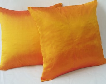 Orange silk Pillow, decorative Tangerine orange Pillow Cover, Dupioni Silk Pillow,Accent Pillow, throw pillow.Luxury silk cushion cover