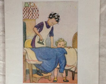 Vintage Illustration by SB Pearse from 1942 edition of Ameliaranne's Washing Day - Vintage Nursery Picture - 1930s Children's Book