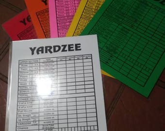 Yardzee Score Sheet - Score Card - Reusable Score Card - Score Sheet - Yard Yahtzee - Block Party