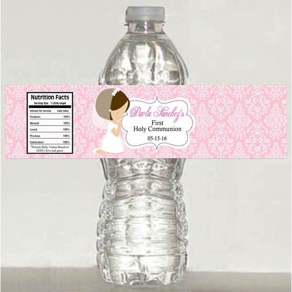 Botella H2O de cristal reutilizable, personalizada, comunión, chico gracias  por