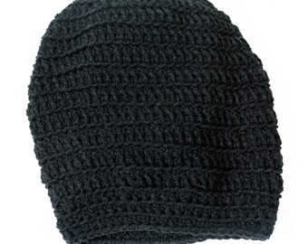 Black adult size slouchy hat