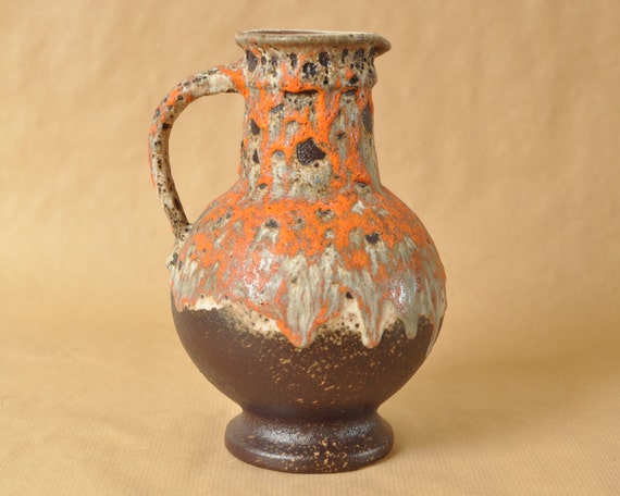 Uebelacker U keramik fat lava vase large orange brown vase Uebelacker U keramik fat lava vase large orange brown vase