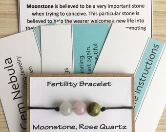 Fertility Bracelet. Moonstone, Rose Quartz & Unakite Bracelet. Adjustable Hemp Bracelet. Fertility Crystals. Hope Bracelet.