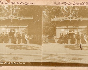 Men Drinking at a German Beer House "Selterbude" Stereoview Photo