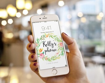 Best lock screens for iPhone 6, Personalised android wallpaper, mobile phone screensaver, Wreath, iPhone 6, iPhone 7, Custom wallpaper,