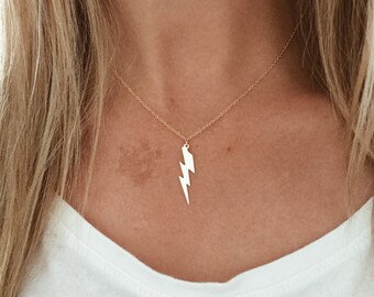 Lightening Bolt Necklace in 14/20 Gold Fill or Sterling Silver