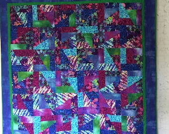 Vibrant Green/Purple/Blue Quilt, Quilts for Sale, Handmade Quilts, Quilts for Gifts, Mothers Day Quilts