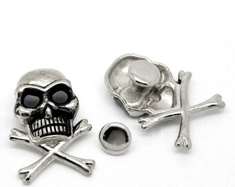 Rivet skull antique silver metal (x 1)