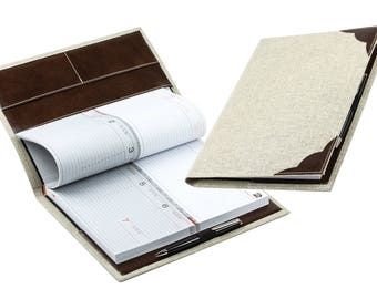 Design calendar book A4 in a linen/leather combination