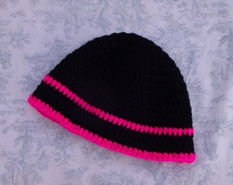 Black and Pink Reflective Beanie