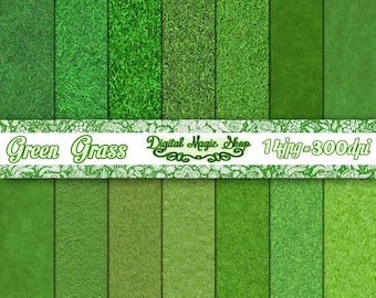 Grass Texture Digital Paper Pack - Digital Grass Paper - 14pcs 300dpi (paper crafts, card making, scrapbooking) Personal and Commercial use