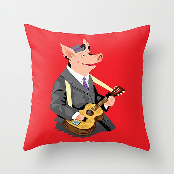 Smokey Hog Mcghee - Throw Pillow / Cushion Cover (16" x 16") iOTA iLLUSTRATION