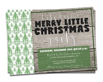 Rustic Wood Christmas Invitation, Rustic Wood Christmas Party Invitation, Printable Christmas Invitation, Rustic Wood Holiday Invitation
