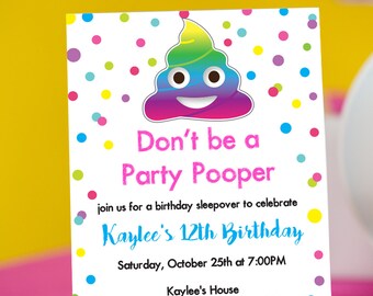 Emoji Party Pooper Invitation INSTANT DOWNLOAD - Printable Emoji Birthday Invitation by Printable Studi