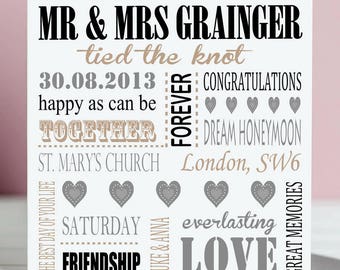 Personalised Wedding Card | Mr and Mrs | Congratulations | Mr and Mr | Wedding Day | Mrs and Mrs | Custom Wedding Card | On Your Wedding Day